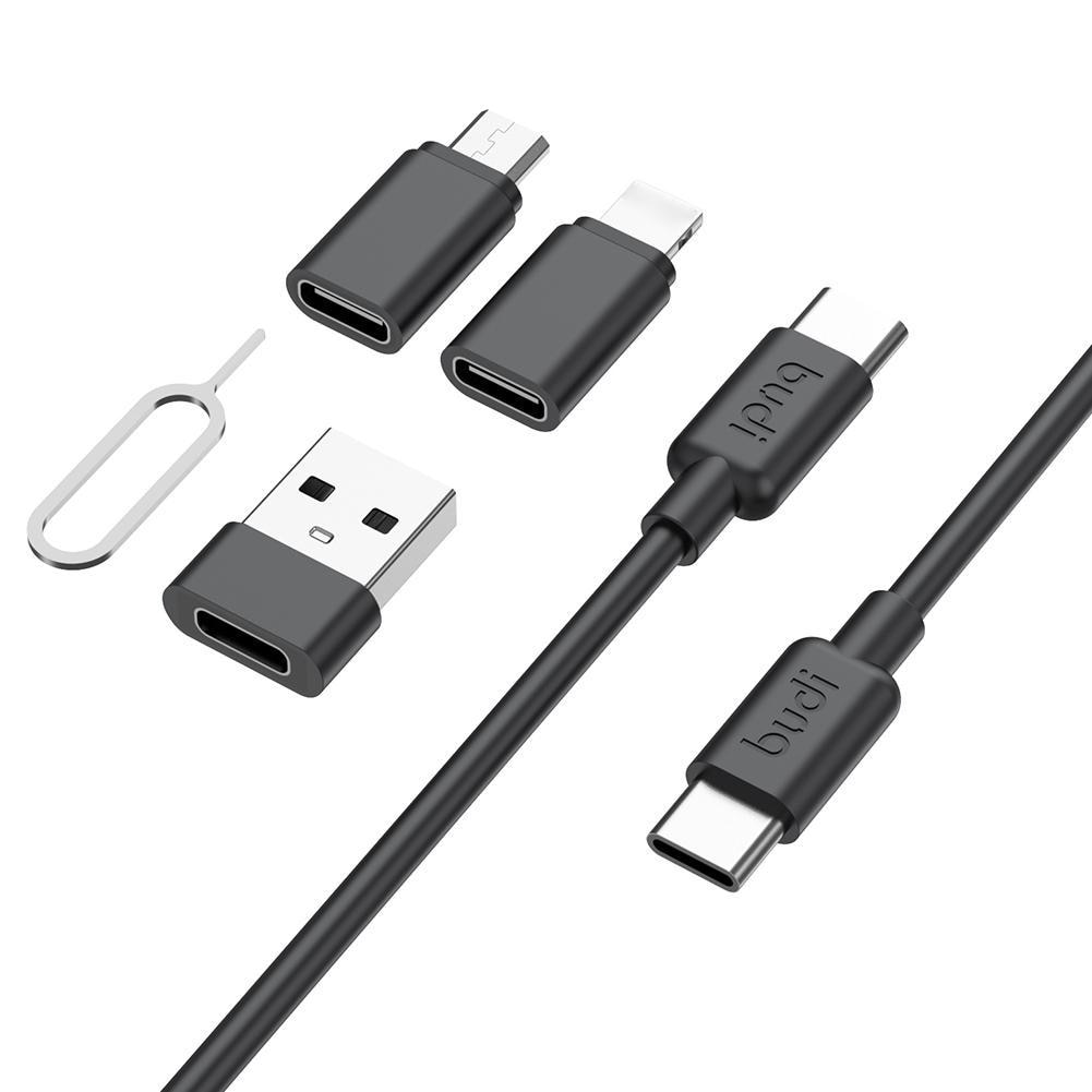 BUDI Multi-function Smart Adapter Card Storage Data Cable USB Box Universal for iPhone Xiaomi Huawei Protable Phone Supplies
